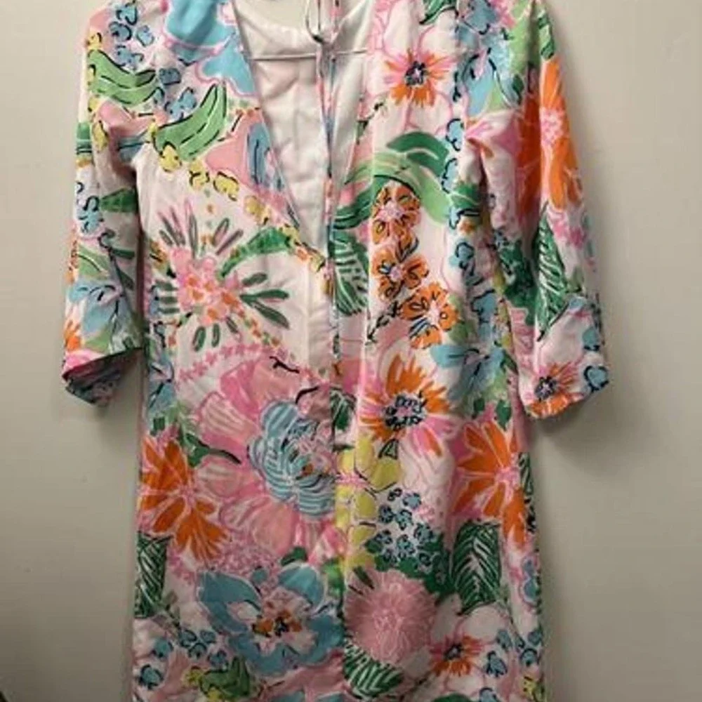 Lilly Pulitzer Floral Womens Lightweight Beachwear Dress‎ Coverup Sz XS